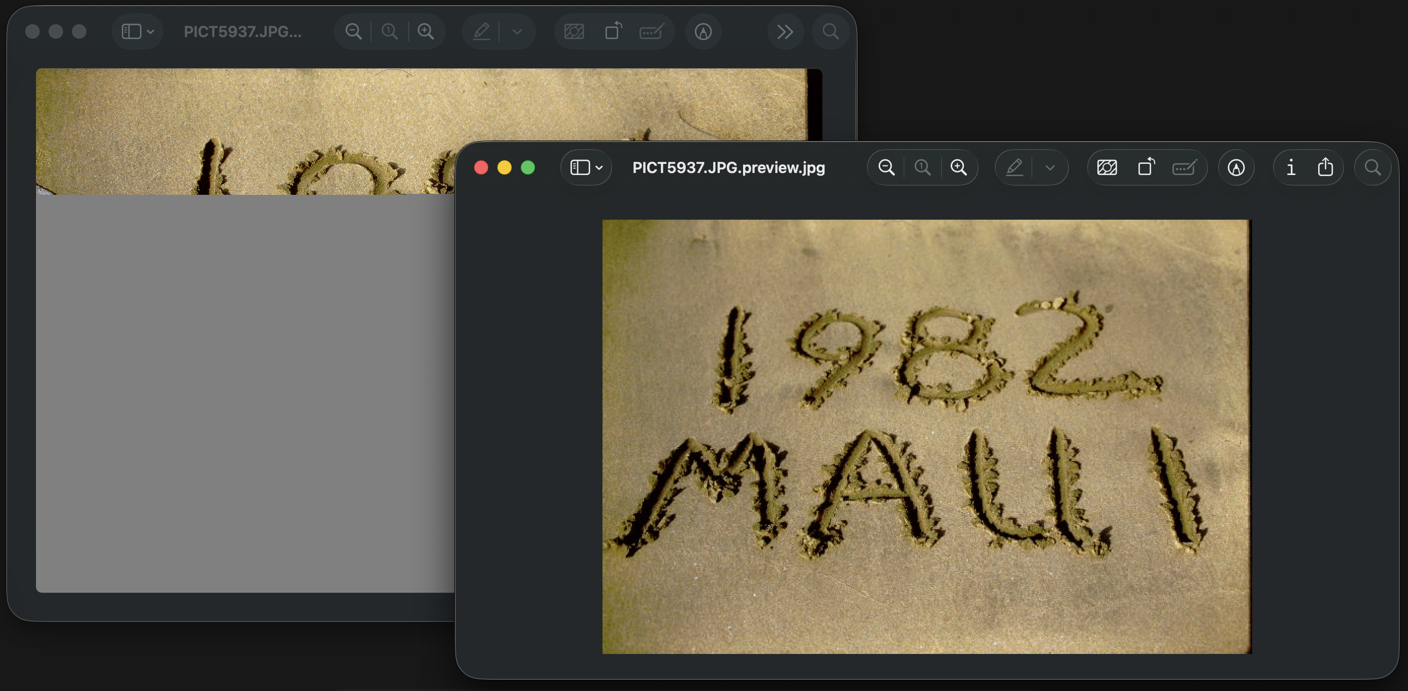 Side-by-side comparison of corrupt and recovered image